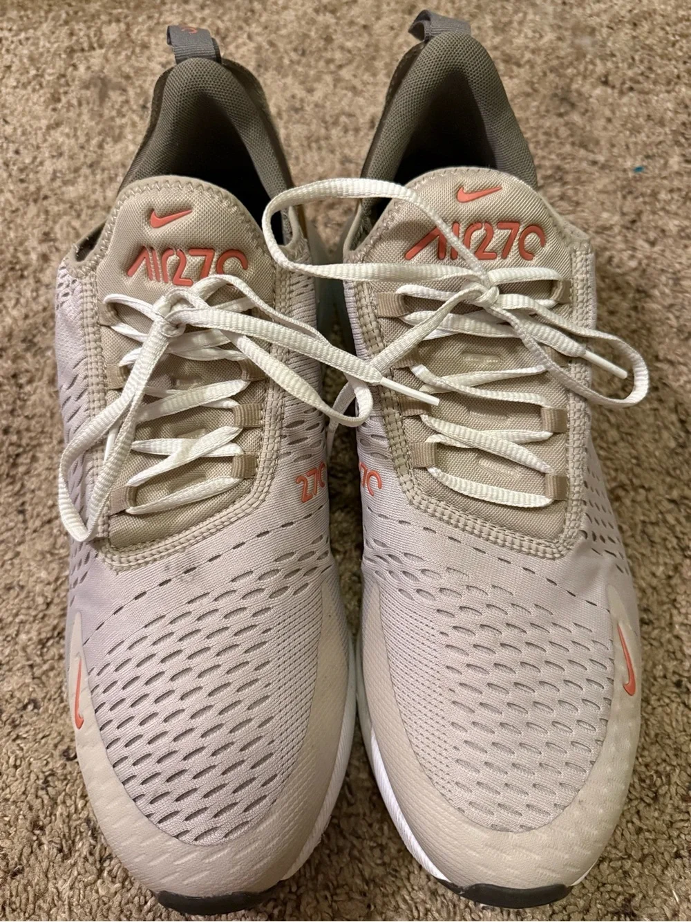 Nike Air Max 270 Sneakers in Beige with Coral Accents - Picture 1 of 6